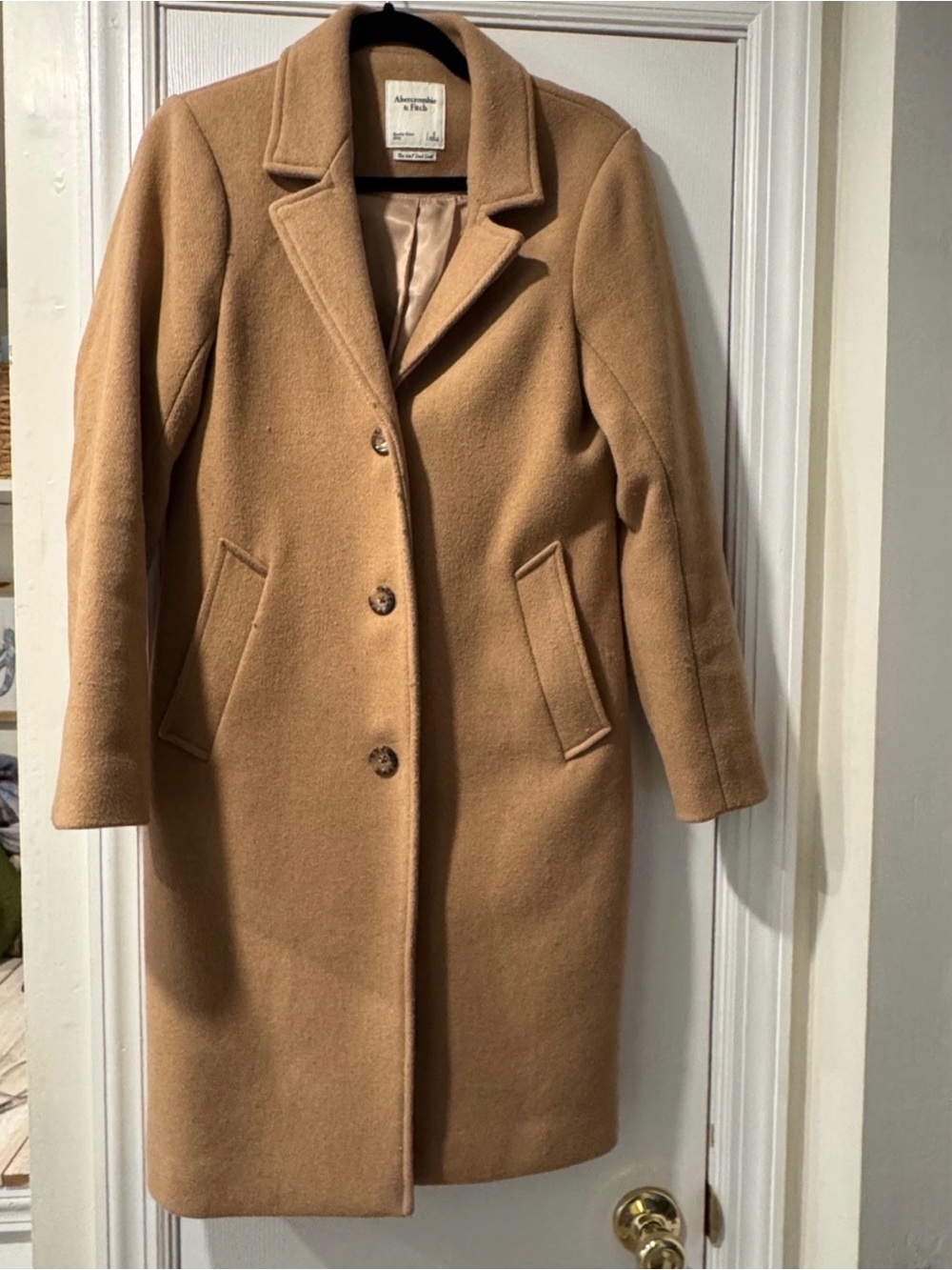 Abercrombie & Fitch Camel Wool Blend Long Coat